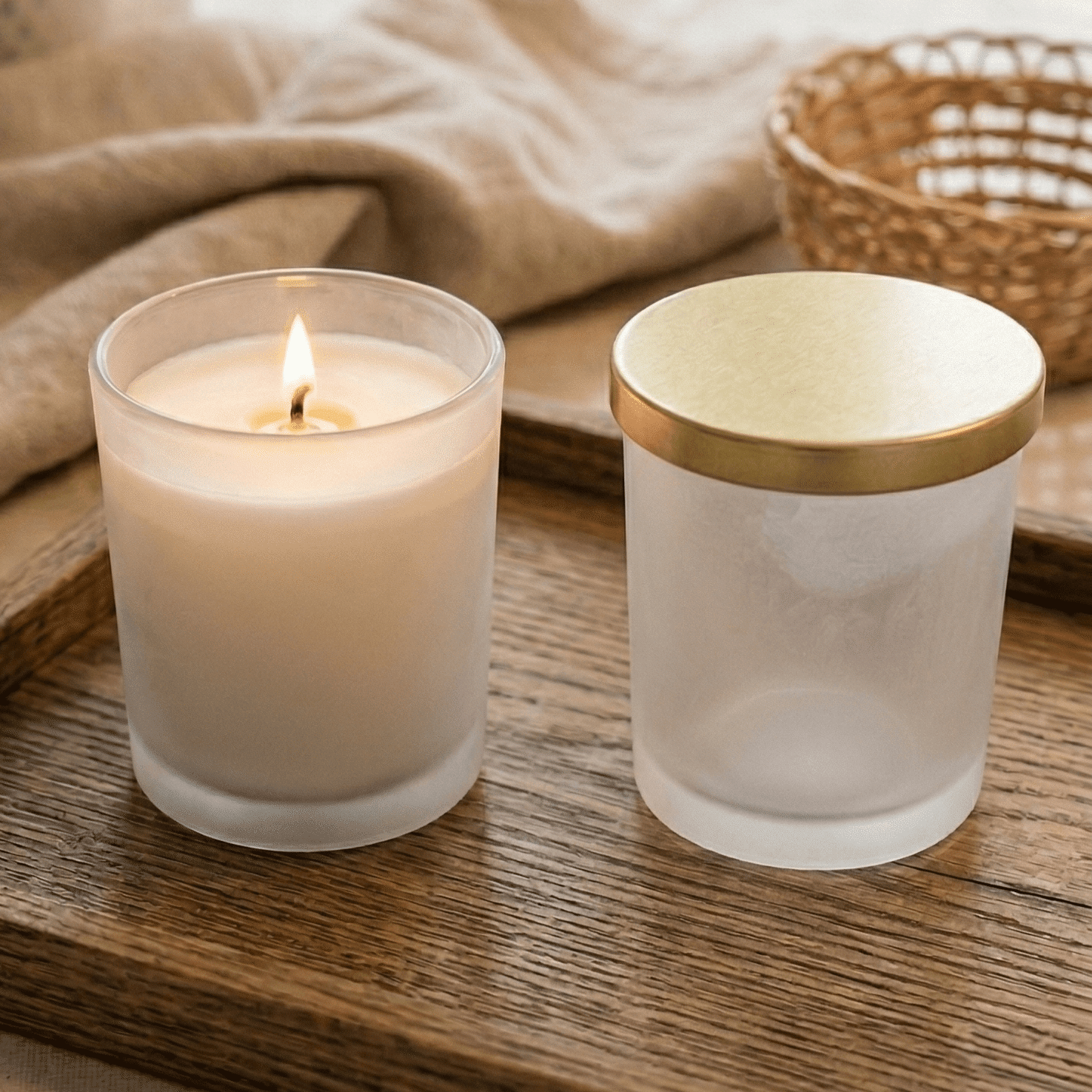 כוס זכוכית חלבית לנרות